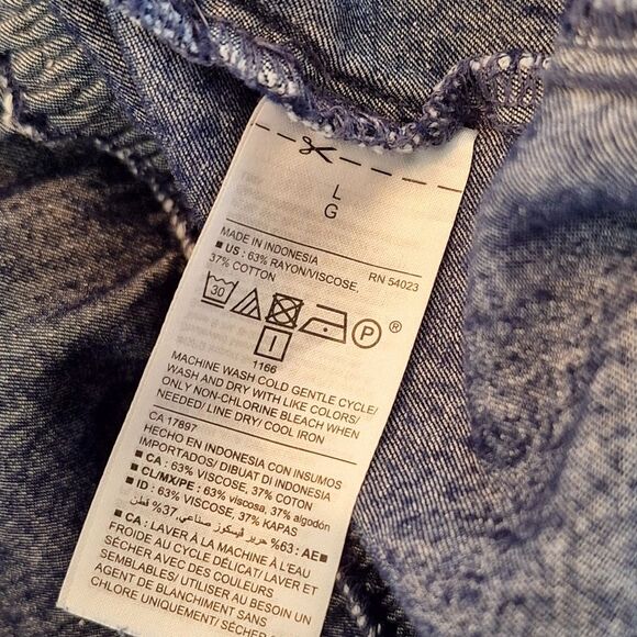 Waist Defined Utility Jumpsuit Old Navy Sleeveless Chambray V Neck Wide Leg L - Picture 15 of 16